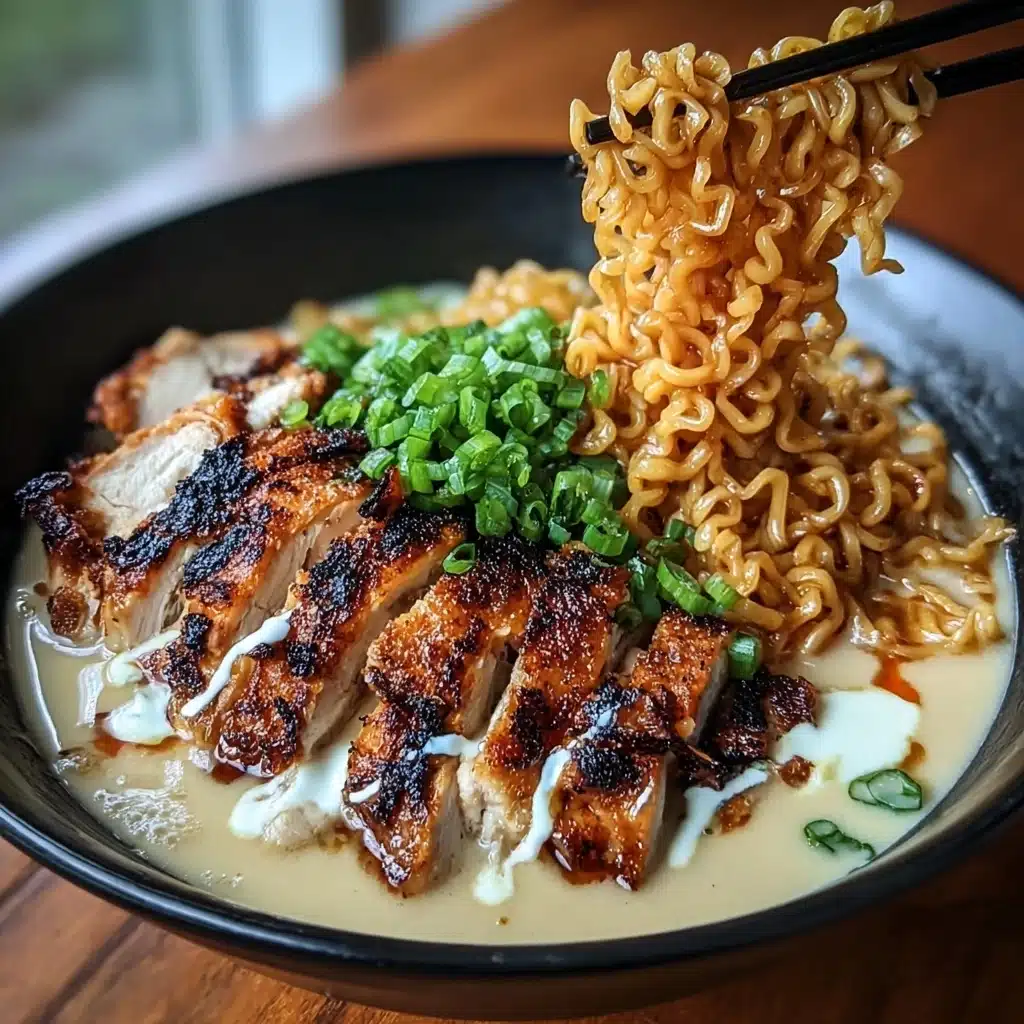 Fiery Chicken Ramen with Creamy Garlic Sauce Recipe - Recipe Image