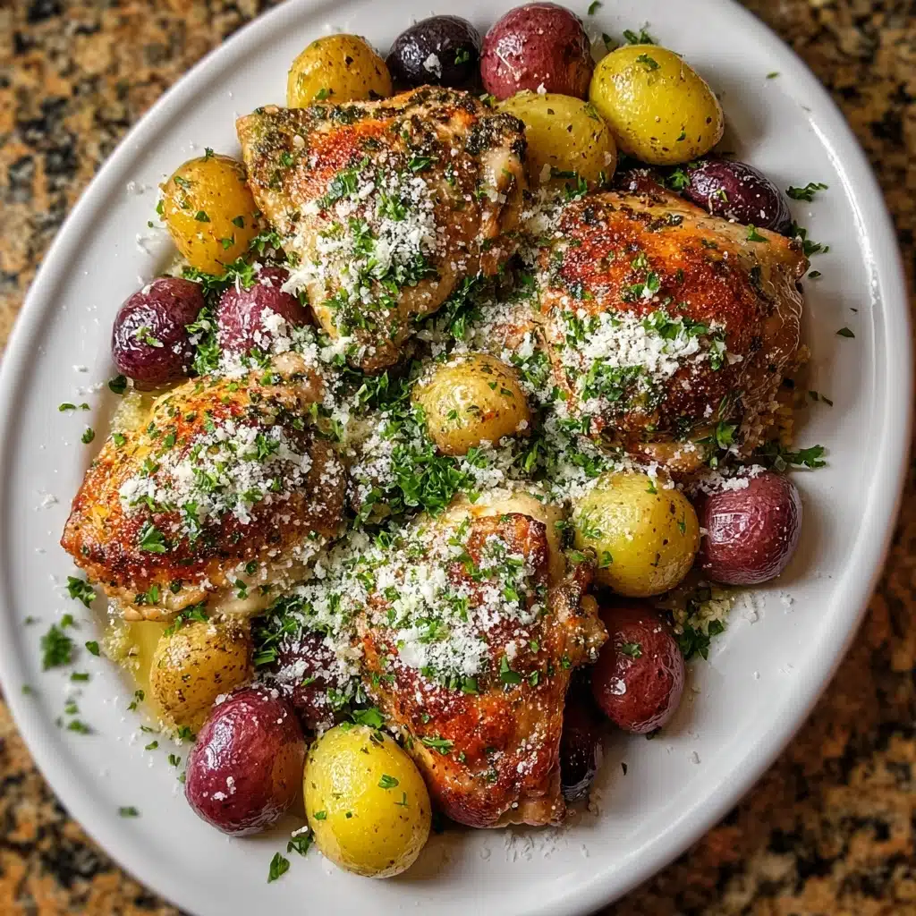 Slow Cooker Parmesan Garlic Chicken and Potatoes Recipe - Recipe Image
