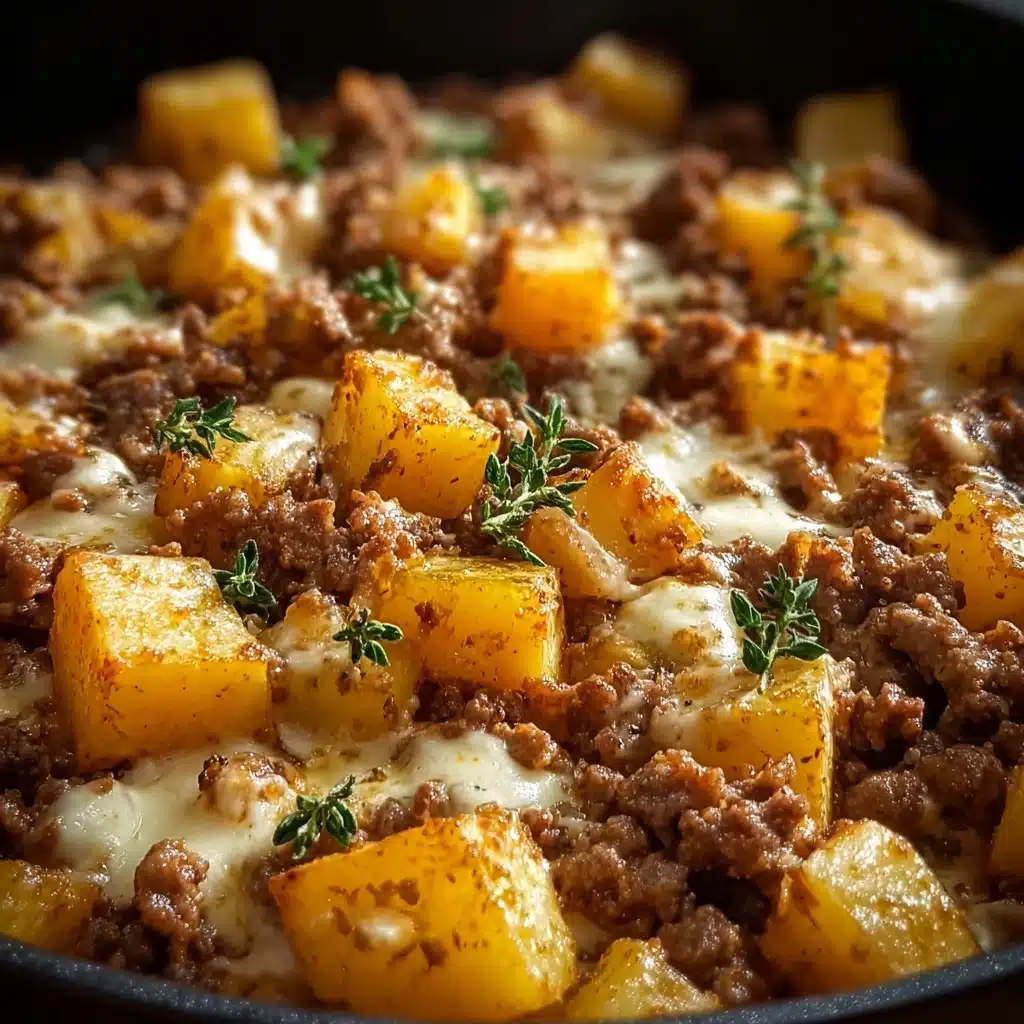One-Pan Cheesy Meat & Potato Skillet Recipe - Recipe Image