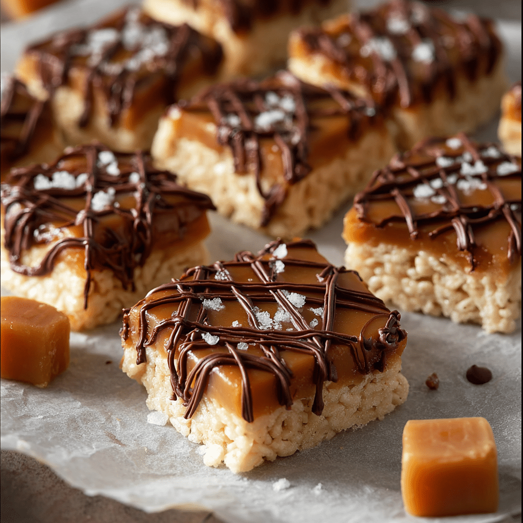 Salted Caramel Rice Krispie Treats Recipe - Recipe Image