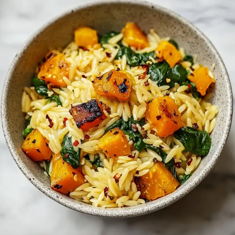 Creamy Orzo with Roasted Butternut Squash and Spinach Recipe
