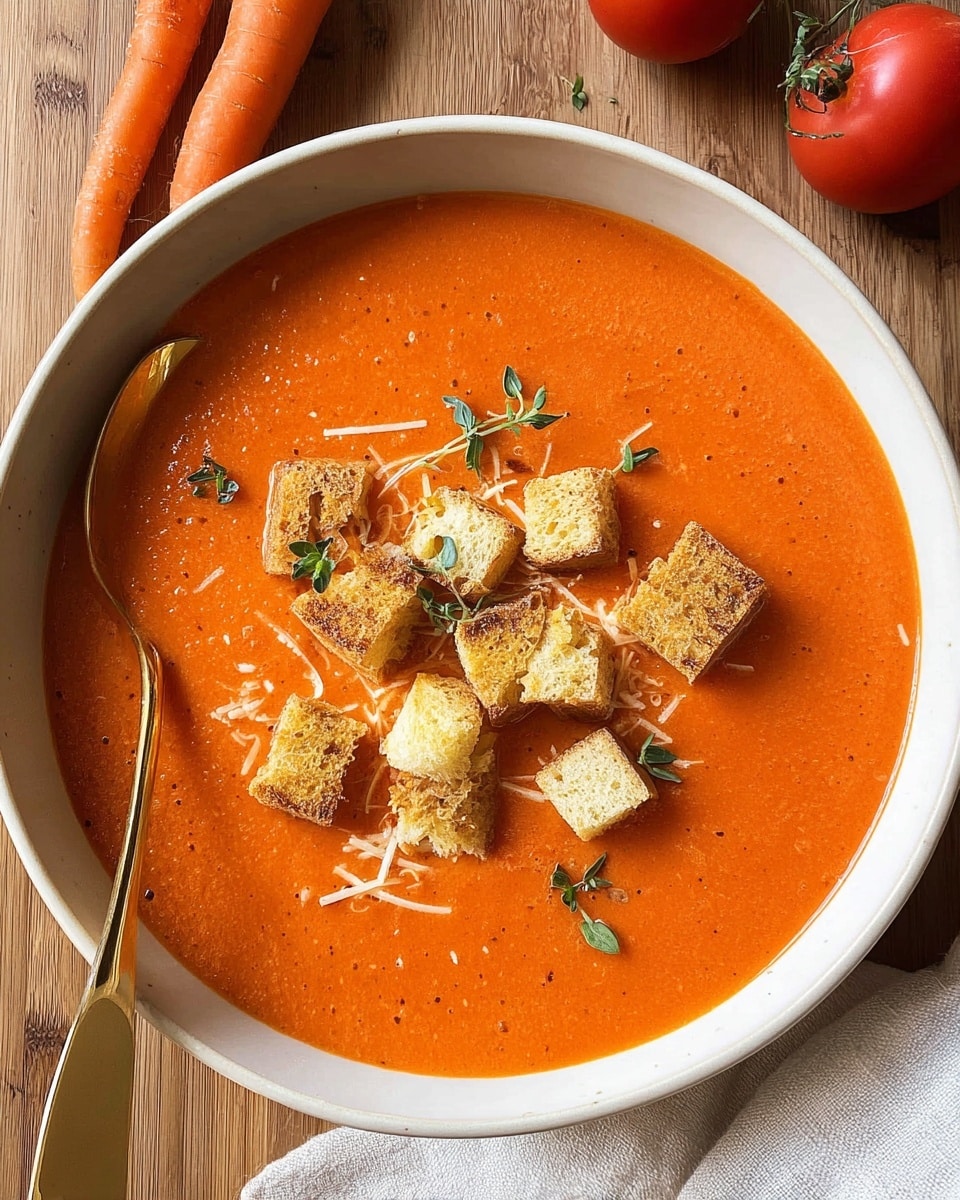 A close-up view of a white bowl filled with smooth, thick orange soup showing a creamy texture. A spoon, held by a woman's hand, is dipped into the soup, lifting a spoonful with the same vibrant orange color and velvety surface. The background features a white marbled texture that adds softness to the simple, warm presentation. photo taken with an iphone --ar 4:5 --v 7