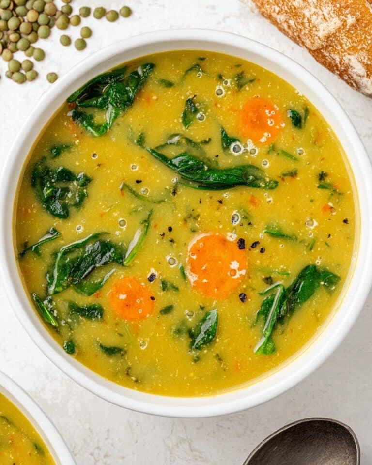 Split Pea Soup with Carrots, Celery, and Spinach Recipe