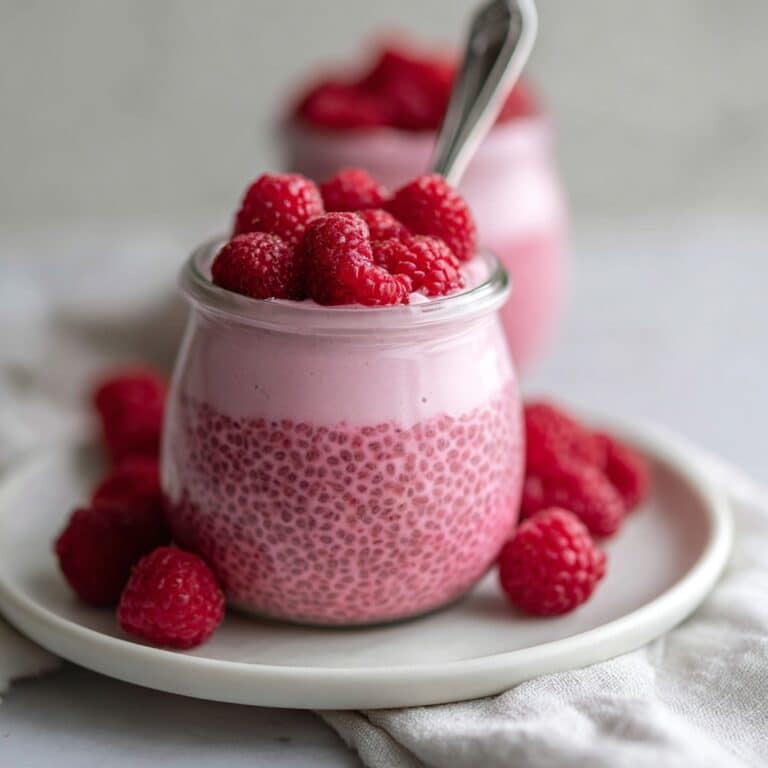 Raspberry Chia Pudding with Maple Syrup and Nut Toppings Recipe