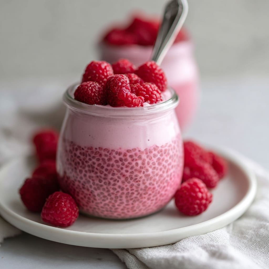 Raspberry Chia Pudding with Maple Syrup and Nut Toppings Recipe