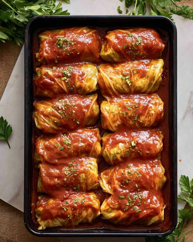 Classic Baked Cabbage Rolls with Tomato Sauce Recipe