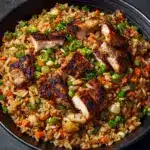 High Protein Crispy Garlic Chicken Fried Rice Recipe