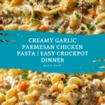The Best Crockpot Garlic Parmesan Chicken Pasta Recipe