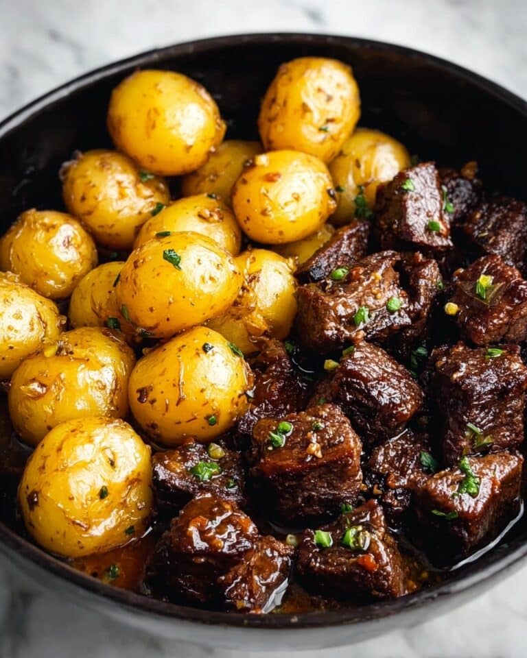 Slow Cooker Garlic Butter Beef Bites with Potatoes Recipe