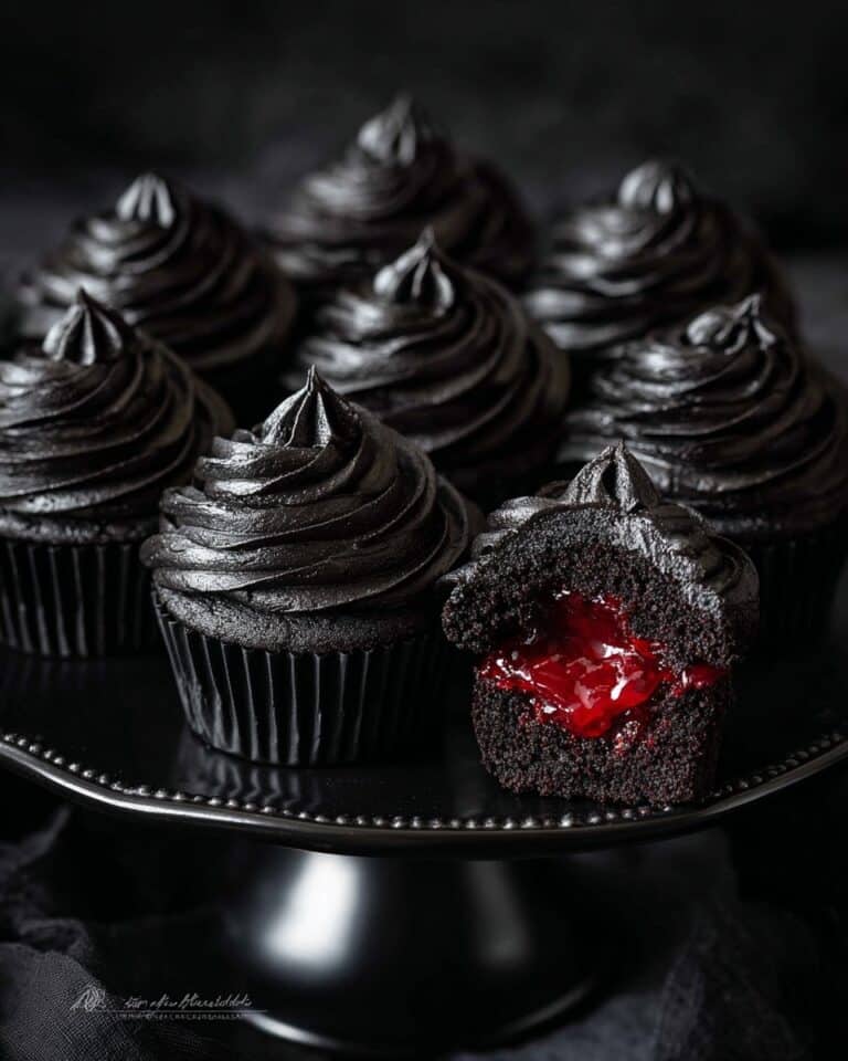 Low-Carb Black Heart Halloween Cupcakes Recipe