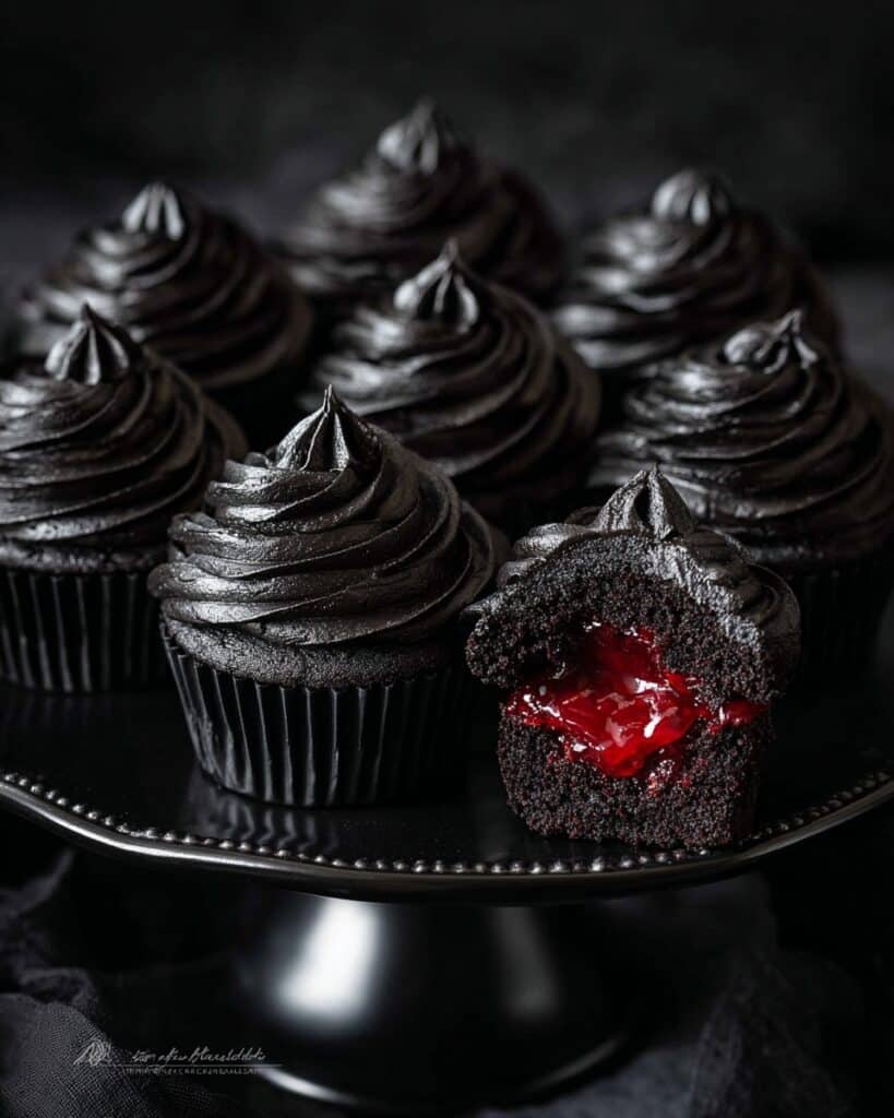 Low-Carb Black Heart Halloween Cupcakes Recipe