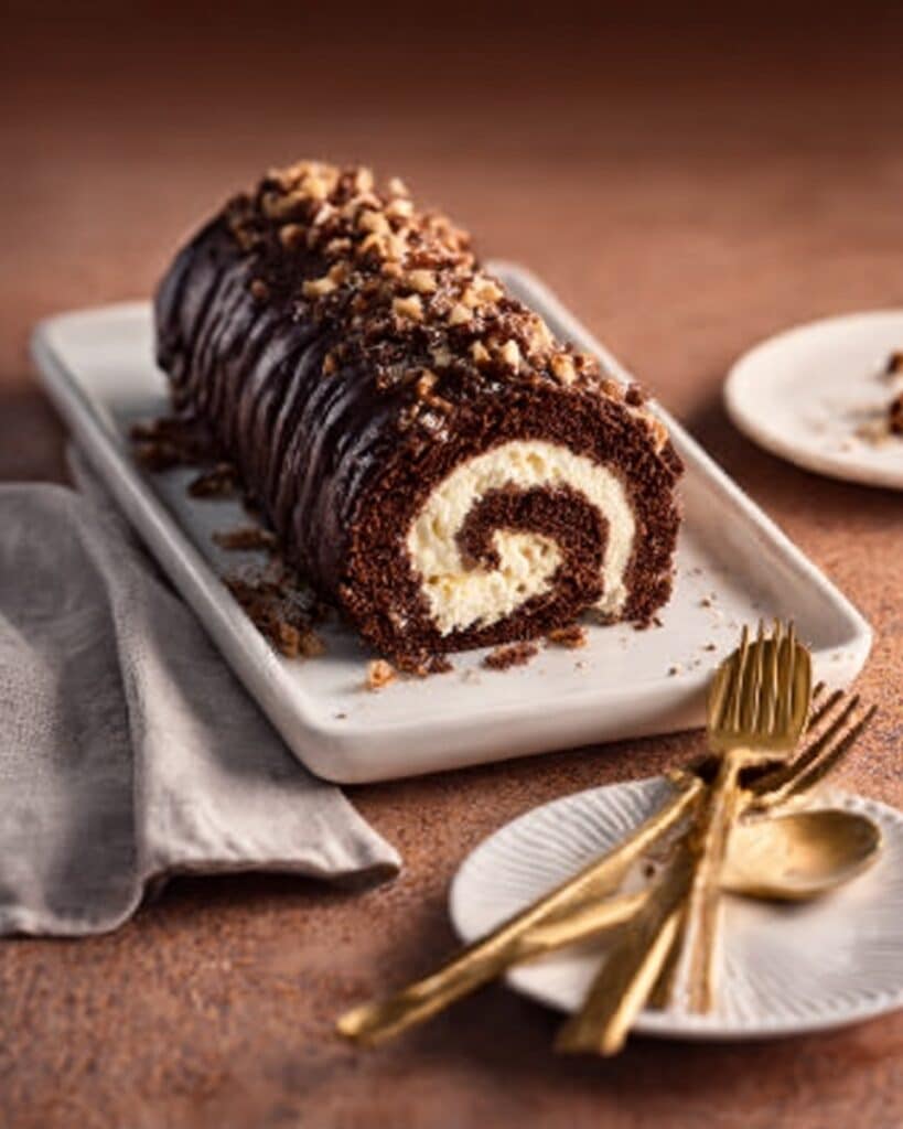 Chocolate Bourbon Pecan Swiss Roll Recipe