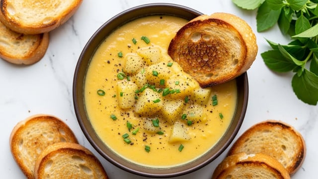 Hearty Cheddar Garlic Herb Potato Soup Recipe