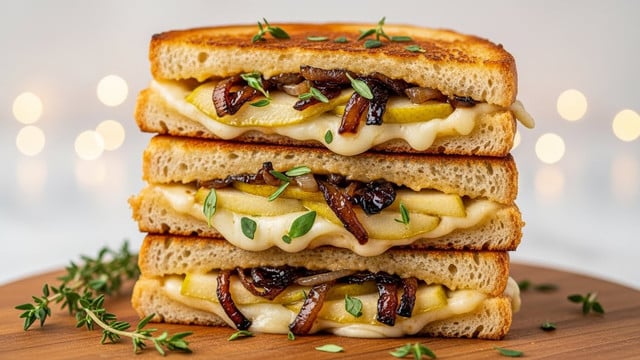 Pear & Apple Grilled Cheese With Caramelized Onions Recipe