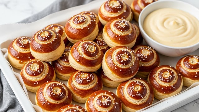 Mouthwatering Pretzels with Cheddar Cheese Dip Recipe