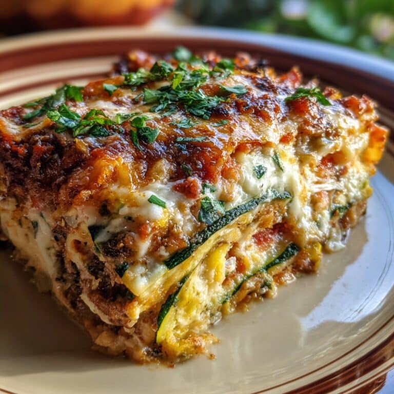 Layered Sweet Potato, Butternut Squash, and Carrot Lasagna with Feta, Walnuts, and Cranberry Balsamic Glaze Recipe