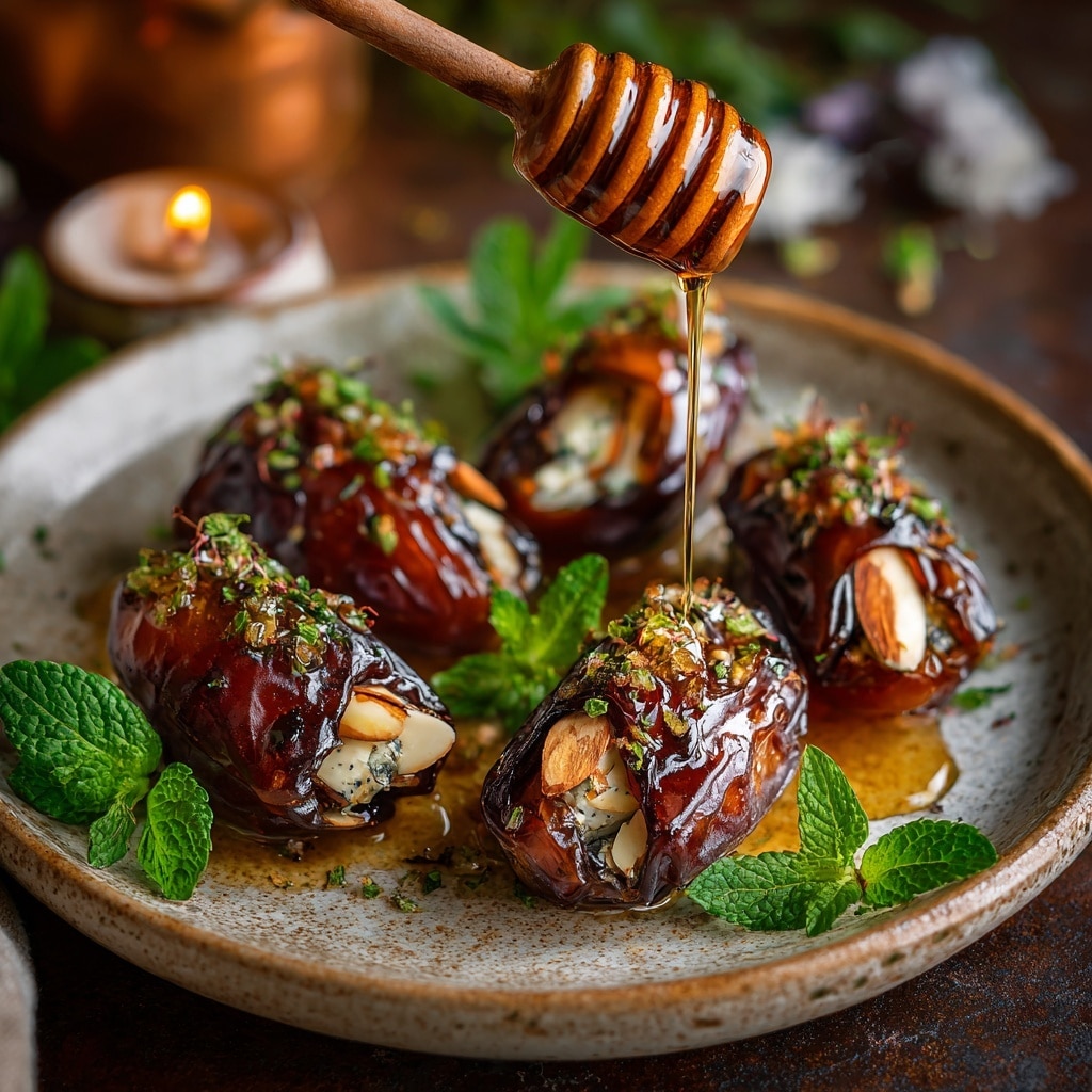 Feta-Parmesan Roasted Stuffed Dates with Honey-Walnut Herb Crunch Recipe