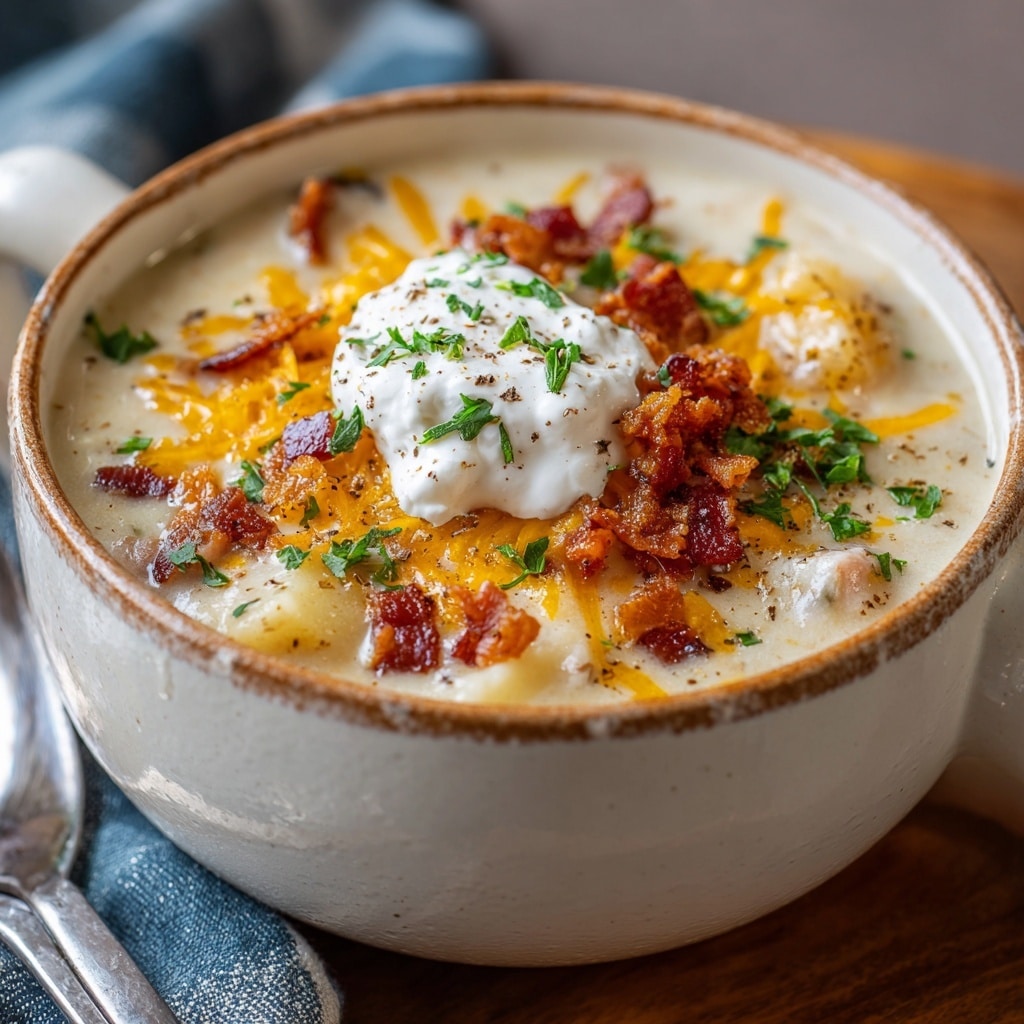 Creamy Potato Soup with Bacon, Cheddar, and Chives Recipe - Recipe Image