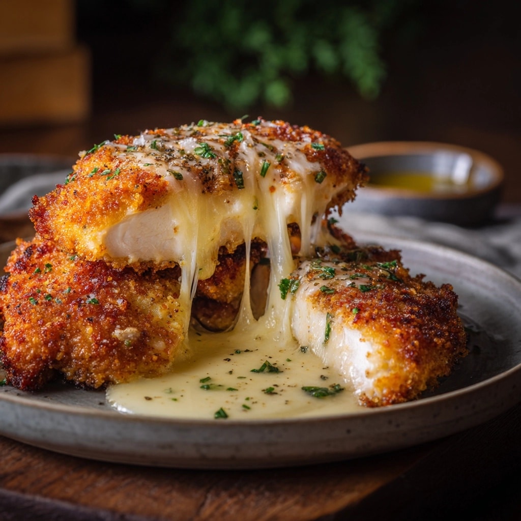 Parmesan Crusted Chicken with Creamy Garlic Sauce Recipe - Recipe Image