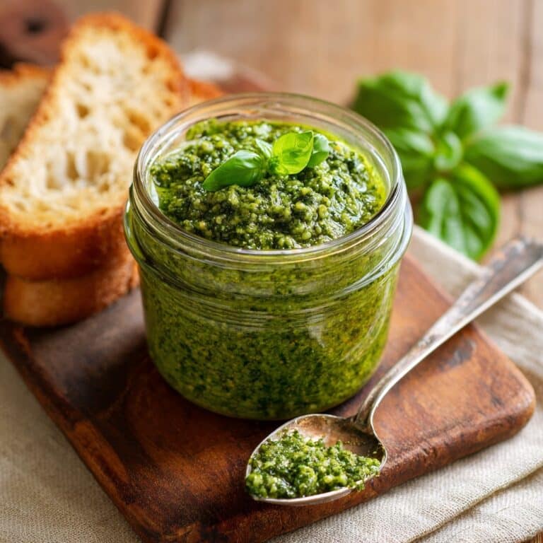 Easy Basil Pesto with Pine Nuts and Parmesan Recipe