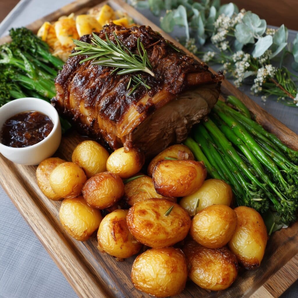 One-Pan Roast Rack of Lamb with Green Olive Potatoes Recipe