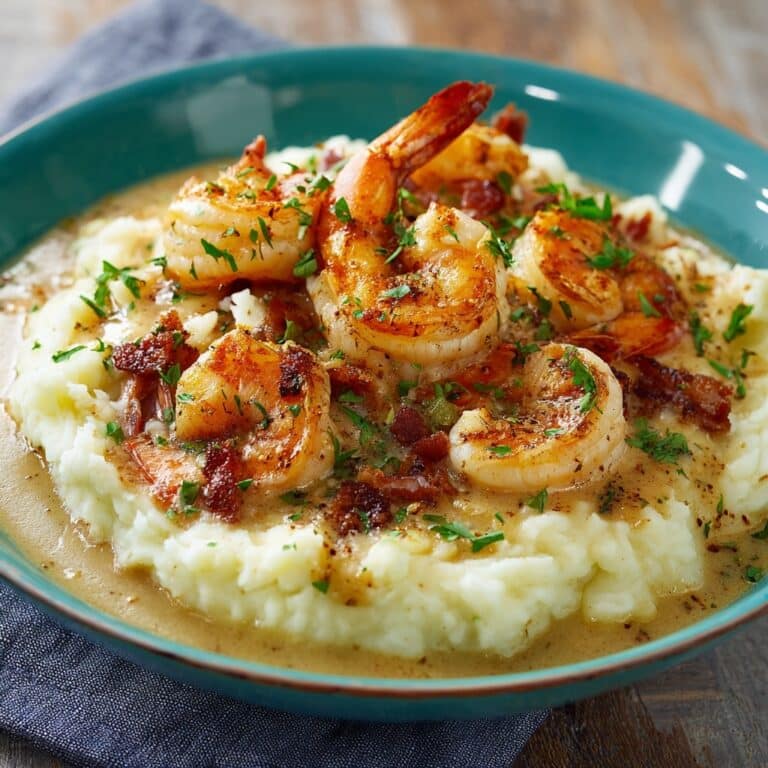 Creamy Garlic Shrimp Over Mashed Potatoes Recipe