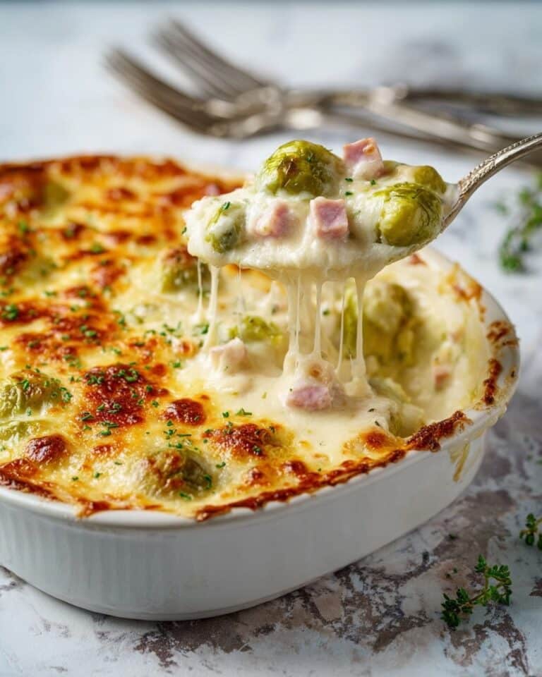 Rosenkohlauflauf mit Schmand, Schinken und Gouda Recipe