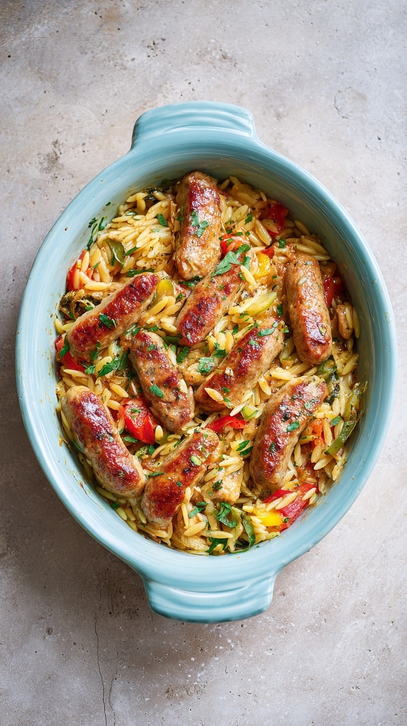 Sticky Honey Garlic Sausage Pasta Skillet Recipe - Recipe Image