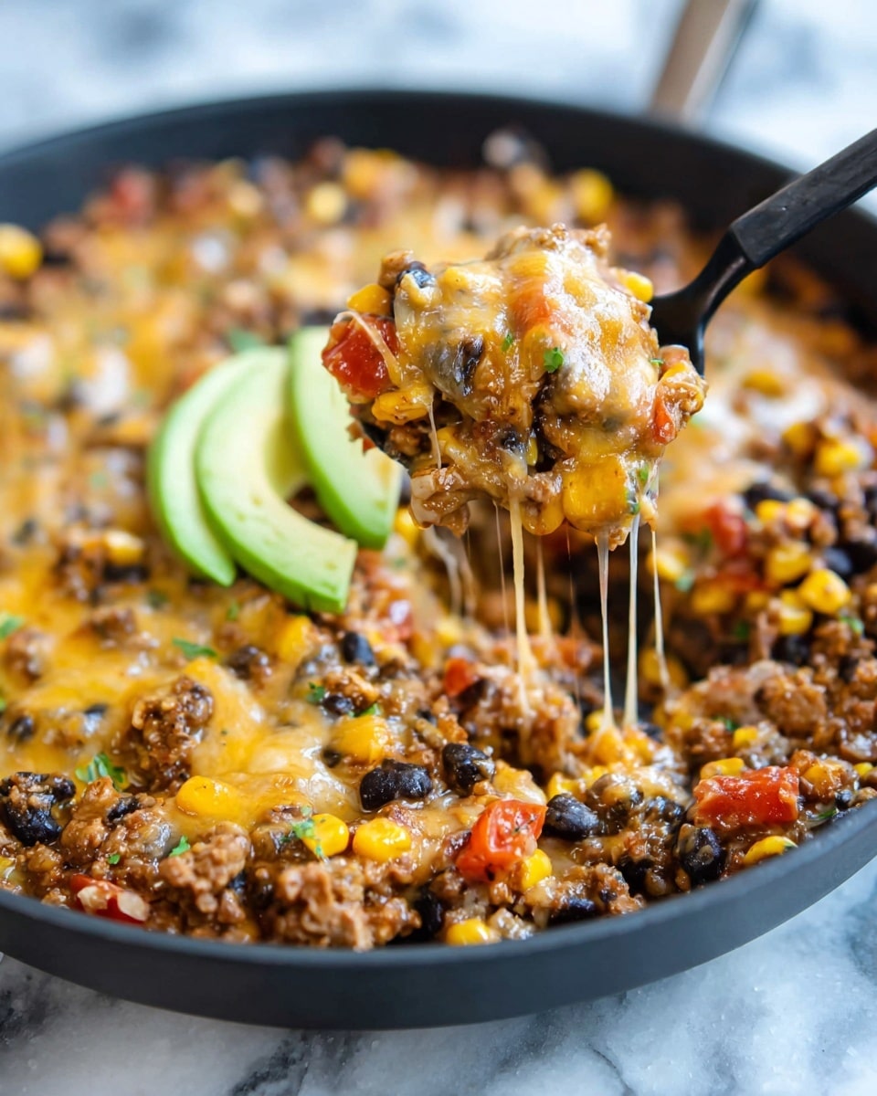 Cheesy Taco Rice Skillet Recipe - Recipe Image