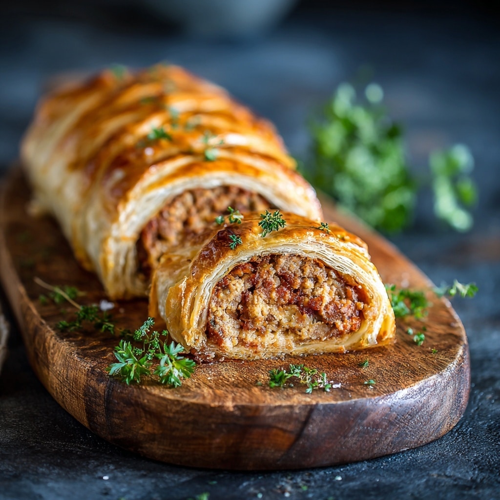 Sticky Sage & Onion Sausage Roll Wreath with Baked Camembert Recipe - Recipe Image
