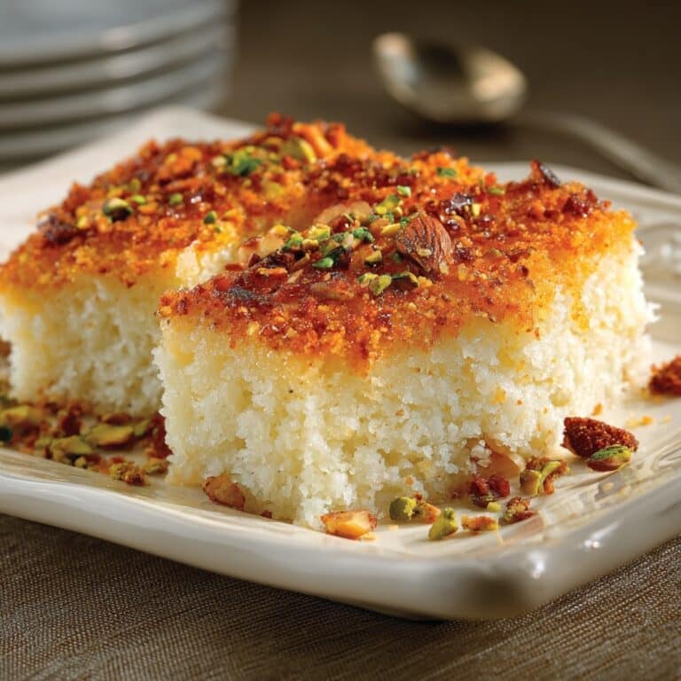 Classic Basbousa (Middle Eastern Semolina Cake with Honey Syrup) Recipe