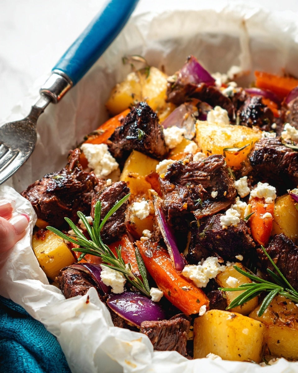Greek Lamb Kleftiko Baked in Parchment with Vegetables and Feta Recipe - Recipe Image
