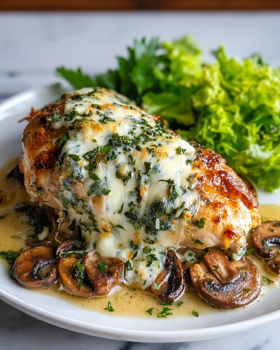 Cheesy Garlic Butter Mushroom Stuffed Chicken: A Juicy Delight Recipe - Recipe Image