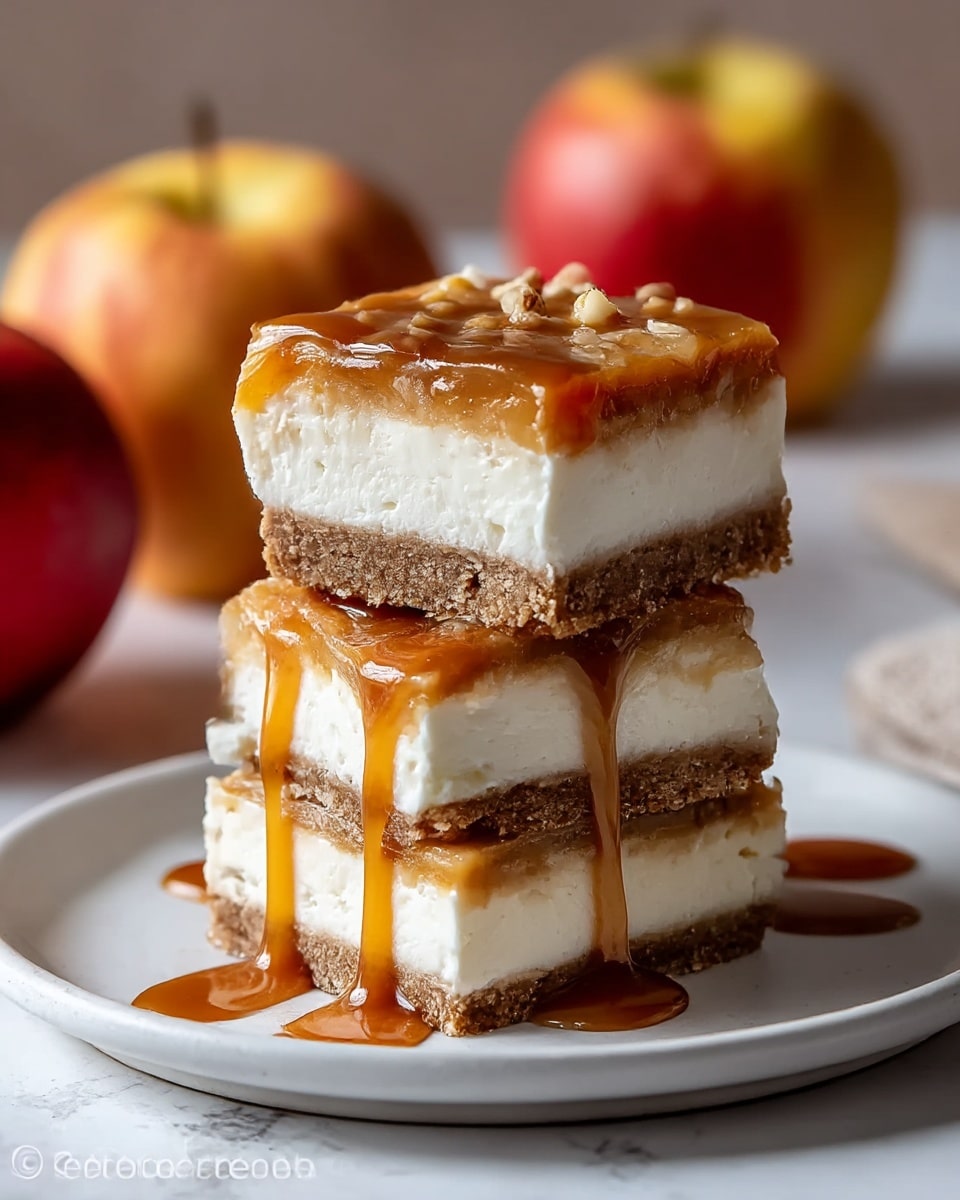 Salted Caramel Apple Cheesecake Bars Recipe - Recipe Image