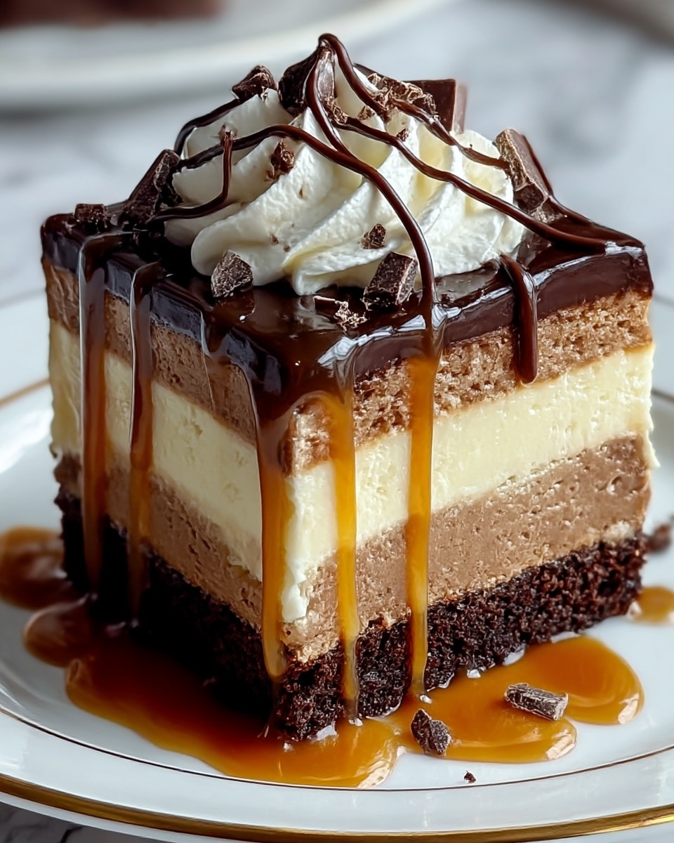 Irresistible Caramel Brownie Cheesecake You'll Crave Forever Recipe - Recipe Image
