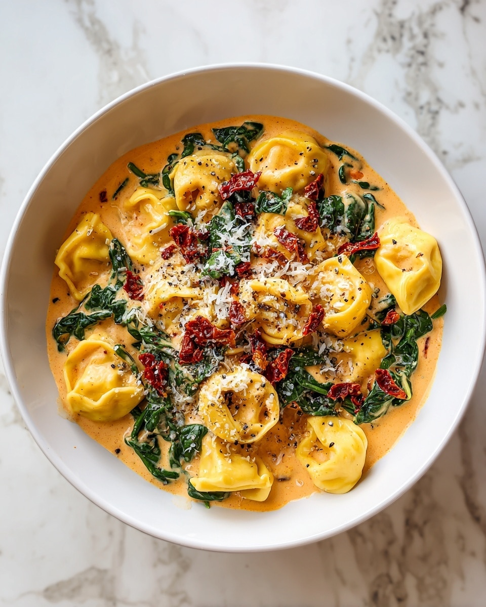 Creamy Spinach and Sun-Dried Tomato Tortellini Recipe - Recipe Image